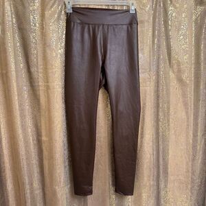 Aerie OFFLINE Chocolate Brown Faux Leather Real Luxe Leggings Large NWT‎